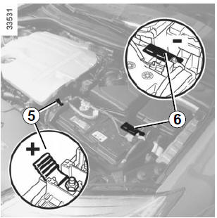 Batterie dans le compartiment moteur