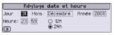 Changer la date et l'heure