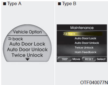 Options pour le véhicule (si équipé)