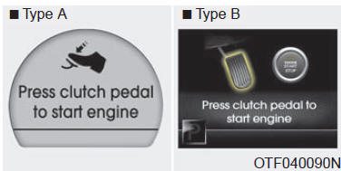 Press clutch pedal to start engine