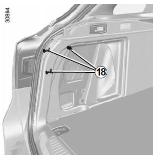 De l'intérieur, desserrez les trois vis 18