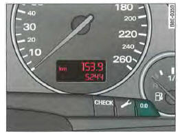 Vue partielle du combiné d'instruments : compteur kilométrique