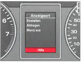 Afficheur du système d'information du conducteur : menu d'accueil, Hilfe (Aide)
