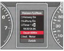Poste de conduite : afficheur du système d'information du conducteur, menu