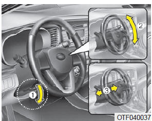 Pour modifier l'angle du volant, abaissez