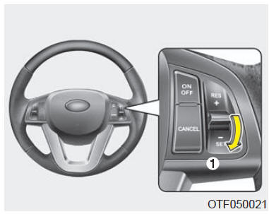 Pour réduire la vitesse réglée :