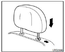 Pour l'abaisser, maintenez le bouton de verrouillage enfoncé, puis poussez l'appuie-tête vers le bas.